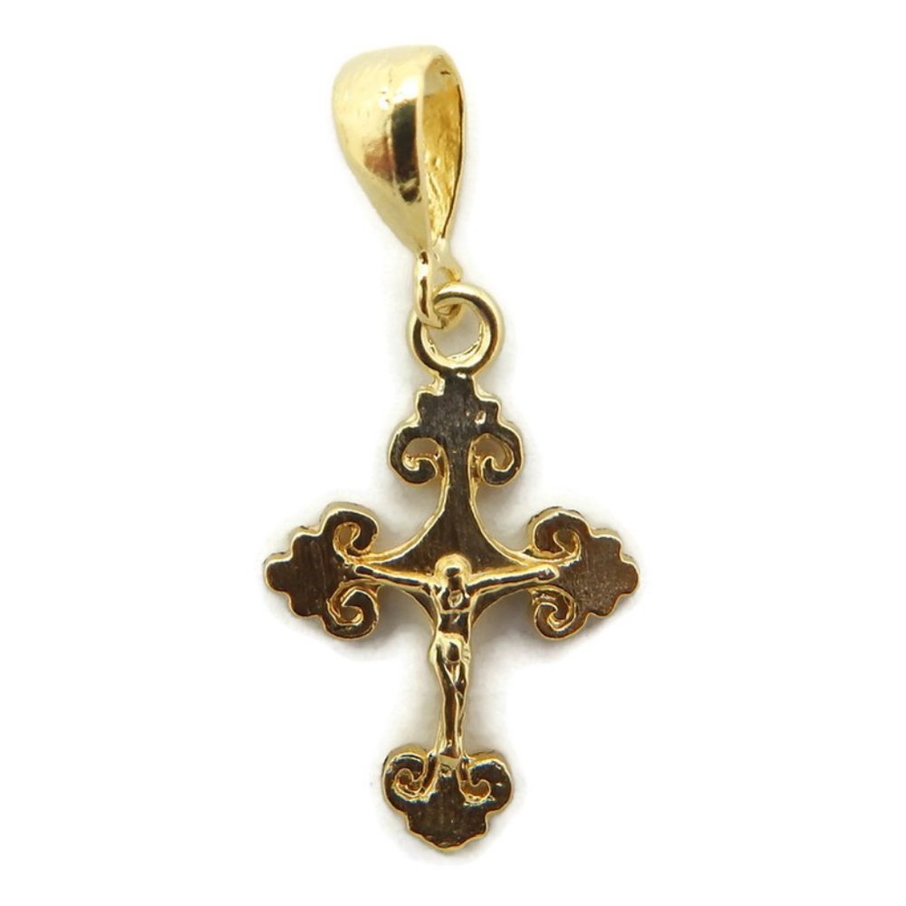 Cross Cercelee With Jesus Christ Pendant 14k Gold